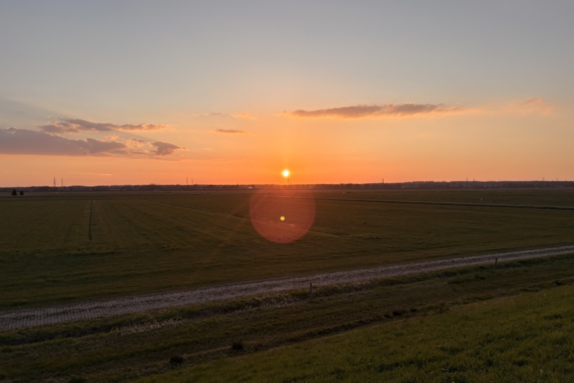 Avondrust op het maaiveld